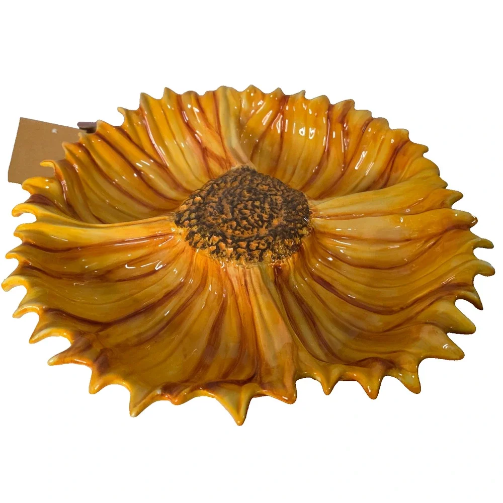 Harvest Sunflower 4-Section Ceramic Divided Serving Dish 15in Original Box